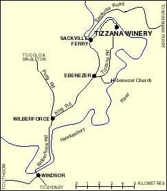 Location of Tizzana in relation to Windsor